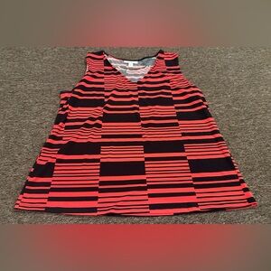 Dana Buchman Women's XL Red and Black Striped Sleeveless Top tank